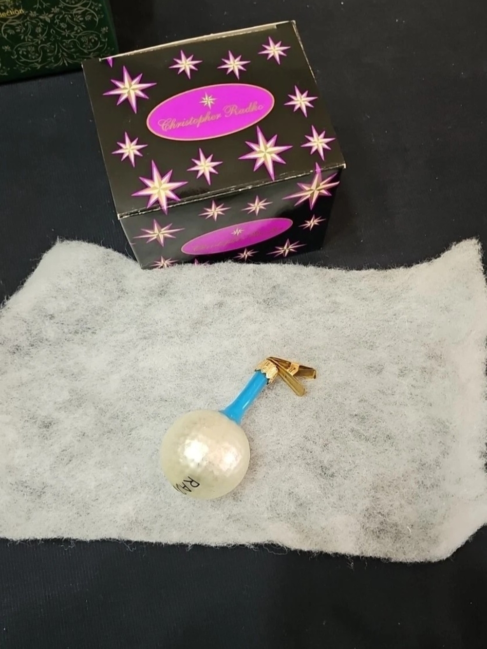 Christopher Radko Glass Golf Ball on Tee Clip-On Christmas Ornament With Box